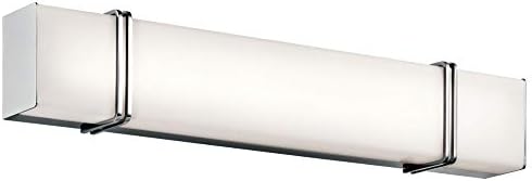 Miniatura 3 de Kichler Impello - Lámpara de tocador lineal LED de 30.25 pulgadas con cristal blanco satinado grabado, cromado