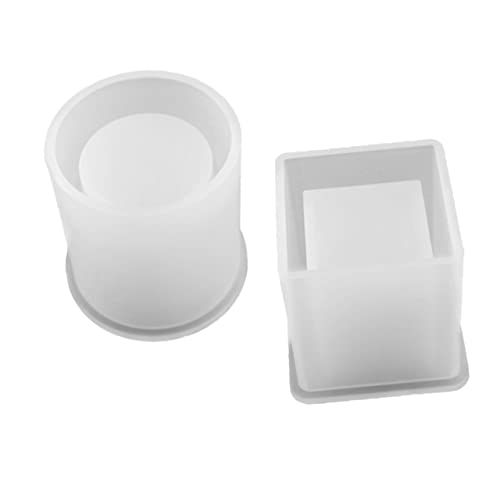 SEWOART 2pcs DIY Square and Cylinder Silicone Molds for Resin Pen Holder and Flower Pot Crafting, Food-Grade Silicone, Suitable for Home and Studio Decoration