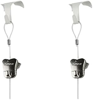White Moulding Hooks for Picture Hanging with Perlon Clear Cable Cord & Zipper Hooks Traditional Dado Rail Hook for Hanging Picture Frame Art Work Frame Cable Wire Rope Kit Pack of 4.