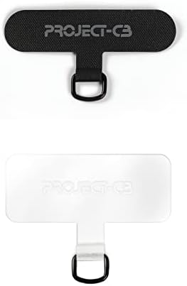 Project-cb Phone Tether Tab 2 Pack,Universal Phone Lanyard Patch Without Adhesive,Phone Strap Replacement Part for Cell Phone (Black&Clear)