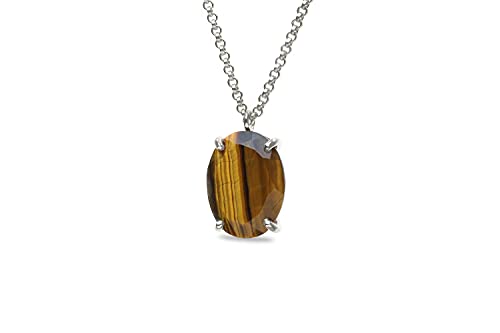 Collier oeil de tigre taillé sur mesure en argent véritable pour femme