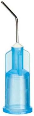 Bent Dispensing Tips, 25 g, Blunt Tip, 100 Pcs, Dental Disposable Irrigation Needles, Light Blue