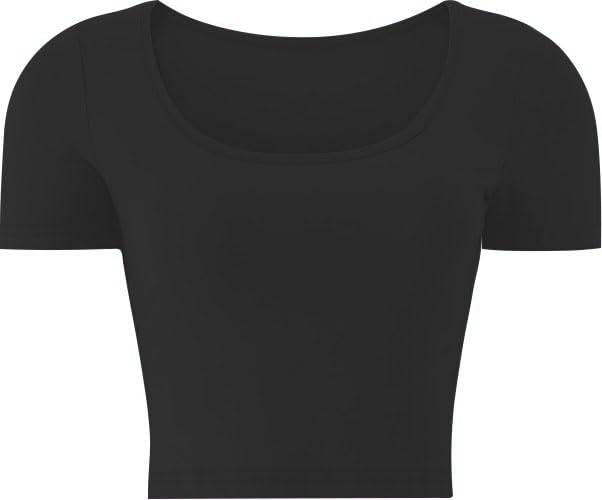 xolani Women's Fitted Crop Top Fashion Workout Shirts Tight Cotton Tee Scoop Neck Short Sleeve L2665 VK-picture-13