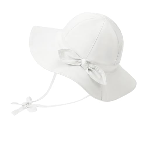 Image of Durio Baby Girl Sun Hat - UPF 50+ Sun Protection Bucket Hats for Newbron Infant, Summer Wide Brim Bowknot Toddler Beach Hat