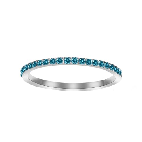 GlameVibe Birthstone Rings For Women, Silver Stackable Cubic Zirconia Stainless Steel Birth Stone Ring To My Daughter/Mom Birthday Unique Gifts Jewelry (12-Silver-December, 8)