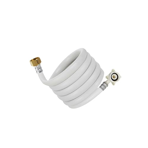 Guangcailun Tuyau d'arrivée d'eau pour lave-linge avec raccord, tuyau d'alimentation pour robinetterie de cuisine, normes inégalées, Blanc, 0.8 m