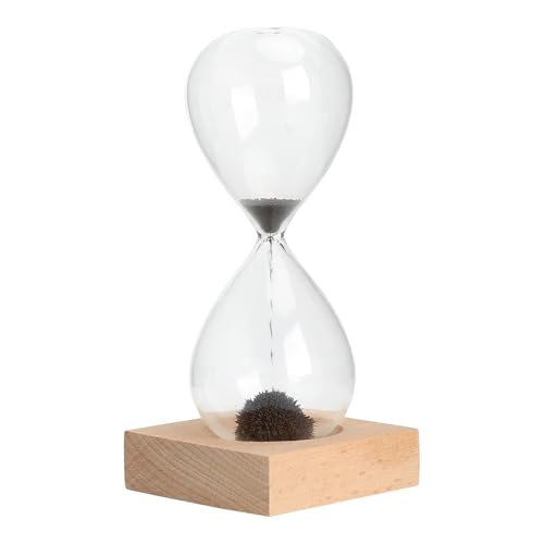 XRVRILE Sablier Magnétique avec Socle en Bois, Décoration Zen pour Bureau, Bureau & Salon, Motifs Créatifs grâce au Sable Magnétique, Idée Cadeau pour la...
