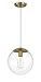 Craftmade Gaze 10" Clear Glass 1 Light Pendant with Cord, Satin Brass, 56891-SB