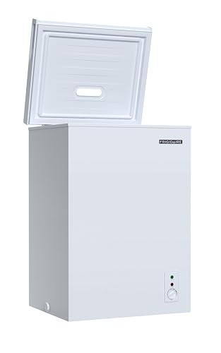 Image of FRIGIDAIRE EFRF3005-AMZ Chest Deep Freezer-Garage-Ready, 3.5 Cu. Ft. Capacity, White-Adjustable Thermostat-Removable Vinyl Coated Wire Basket-Easy Defrost Drain