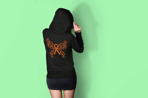 MS Shirt Multiple Sclerosis Awareness Black Zip Hoodie, Orange Ribbon MS We Wear Orange In March Multiple Sclerosis Awareness Sweatshirt, MS Warrior Shirt MS Orange Butterfly Zip Hoodie, Gift for BFF3