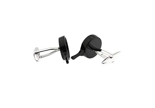 Mancuernillas para hombre plata y negro formales miniatura 3