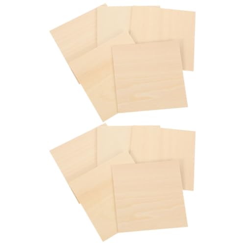 Healeved Tablas de Madera de Álamo Blanco para Manualidades 10 Piezas 150X150X2Mm Placas sin Pintar para Bricolaje Pirograbado y Decoración