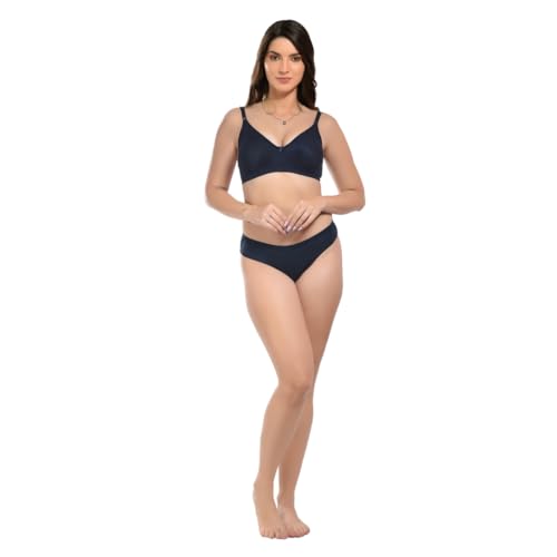 Image of SGC Women Cotton Blend Lingerie Set||Lightly Padded Wirefree Bra & Panty Set||Bridel Set for Women & Girls