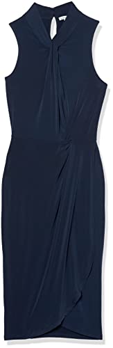 Image of Amazon Essentials Women's Sleeveless Faux Wrap Dress with Crossover Twist Neck