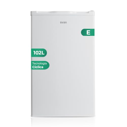 SVAN Frigorífico Refrigerador Blanco SR85501EC. Capacidad 102 Litros, Puerta Reversible, Bajo Nivel Sonoro, Eficiencia Energética Clase E