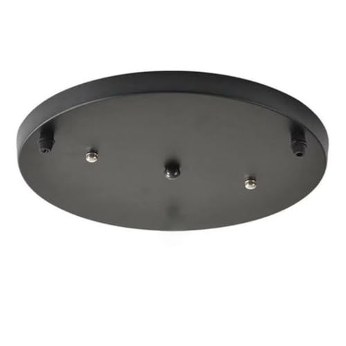 AstrizLamp 2 Agujero Embellecedor Lampara Techo 20cm Circular Roseta de Techo de Metal Negro Hierro Cubierta Lámpara de Techo 2 vía Fijación al Techo con Accesorio para plafones, lámparas colgantes