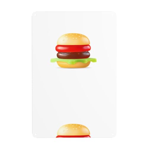 YYHHAOFA Stampe caramelle gommose a forma di hamburger Pittura decorativa in latta 20,3 x 30,5 cm Realizzato in latta, resistente all'usura e durevole
