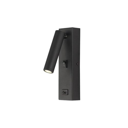TONFON Lámpara de pared moderna con interruptor, puerto de carga USB, luz de pared de metal, aplique de lectura ajustable for dormitorio, mesita de noche, sala de estar, estudio, pasillo, entrada, res