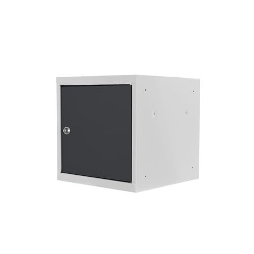 PROREGAL Schließfachwürfel Blocky mit Zylinderschloss + 2 Schlüssel | HxBxT 40x40x40cm | Lichtgrau/Anthrazitgrau | Schließfachschrank Metallspind Wertfachschrank
