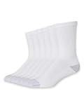 Hanes Mens Red Label Pack Of 6 Cushion Crew Socks, WHITE, 6 US