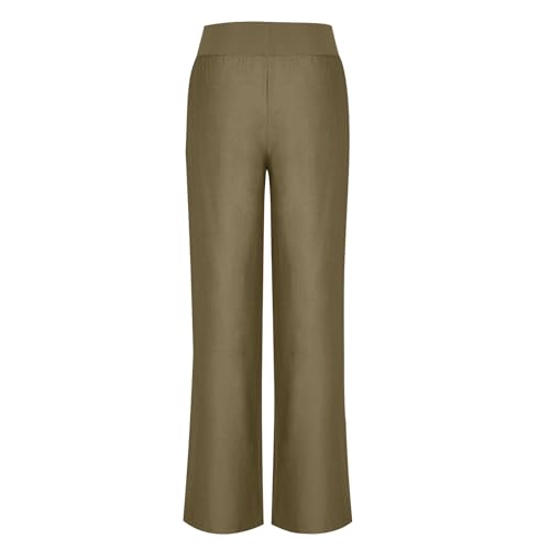 Women Loose Fit Pants Elastic Waist Solid Loose Long Pants High Waist Lounge Long Wide Leg Regular Soft Casual L-3304