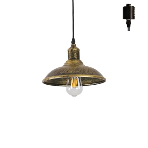 ペンダントライト アンティークレトロ 1灯 ダイニングライト おしゃれ 吊り下げ照明 ダクトレール式 インテリア照明 E26 / E27口金 北欧 居間 食卓 玄関 キッチン レストラン 電球別売り (黄銅 ダクトレール)