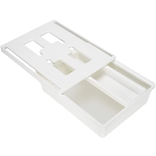 Graplan 26 x 19 x 7 cm Organizador Cajón Debajo Escritorio,Organizador Debajo del Escritorio Oculto Autoadhesivo Organizador Cajón para Oficina Hogar Escuela (Blanco) Cover