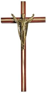 Walnut Finish Inlay Risen Christ Wall Cross