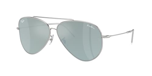 Ray-Ban RBR0101S Aviator Reverse Sunglasses, Lenny Kravitz Silver/Green Mirrored Silver, 62 mm