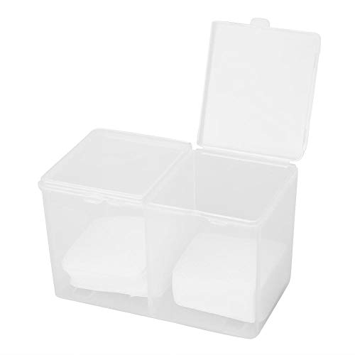Cimenn 2 Grids Cotton Pads Swabs Container Nail Polish Glitter Powder Organizer Storage Box