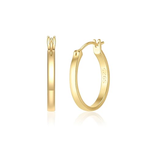14K Gold Hoop Earrings for Women, 14K Gold Earrings, Dainty Hypoallergenic Vermeil Earrings Hoops, 14K Gold Plated 925 Sterling Silver, 20mm/30mm