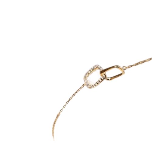 Collar de plata de ley entrelazado cuadrado para mujer, cadena geométrica de circón brillante, joyería