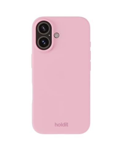 Coque silicone iPhone 16 anti rayure holdit ultra fine rose protection objectif