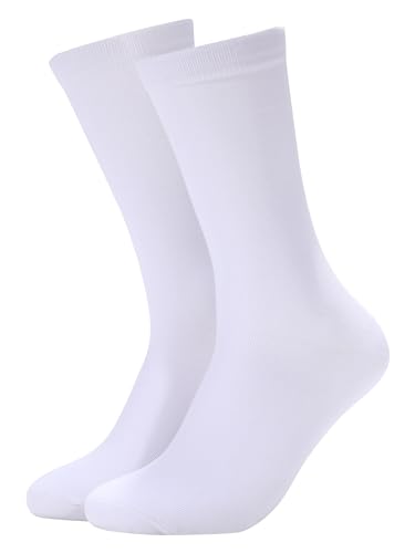 Forony Mens Dress Socks Size 8-13 Anti Odor Combed Cotton White