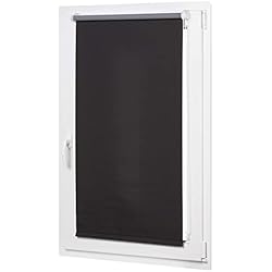 Persianas Enrollables Exterior Amazon Amazon Basics - Estor opaco y enrollable, con revestimiento de color a juego, 56 x 150 cm, Negro