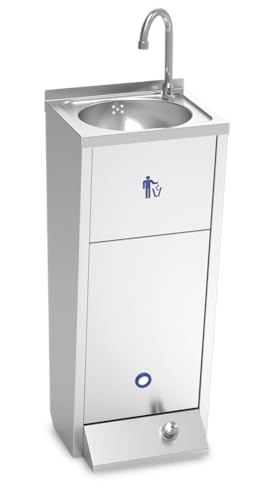 Lioninox Lave-Mains INOX sur Pied avec Un Poussoir XS 350x300x850mm 350x300x850 mm