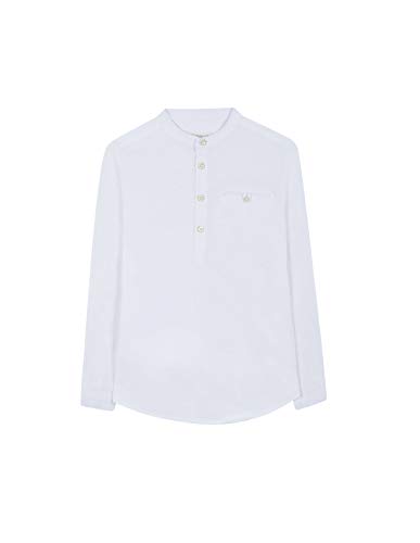 Chemise fille Gocco à col mao blanche en coton de style classique