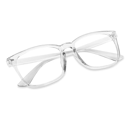 Image of Blue Light Blocking Computer Glasses for Men & Women, Square TR90 Lightweight Eyeglasses Frame, Anti Eye Strain UV Protection, Clear Lens for Gaming Office Reading