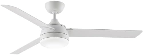 Fanimation Xeno Wet 3 Blade Ceiling Fan 14.54 Inch Tall and 56 Inch Wide with Matte White Finish and Matte White Blades