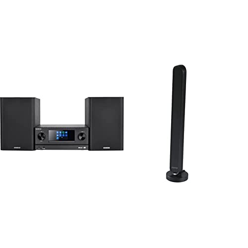 Kenwood M-9000S-B - Smart Micro Hi-Fi System Mit Internetradio, DAB+, Schwarz & Hama DAB-Zimmerantenne für Radio (UKW, 1,4m Kabel)