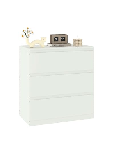Soayone Cómoda Dormitorio Blanca de 3 Cajones