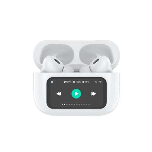 DCU TECNOLOGIC - Auriculares Inalámbricos Bluetooth 5.4 - Pantalla Táctil - Modos de Reproducción y Ecualizador - Autonomía de Batería de 30 Horas - Color: Blanco