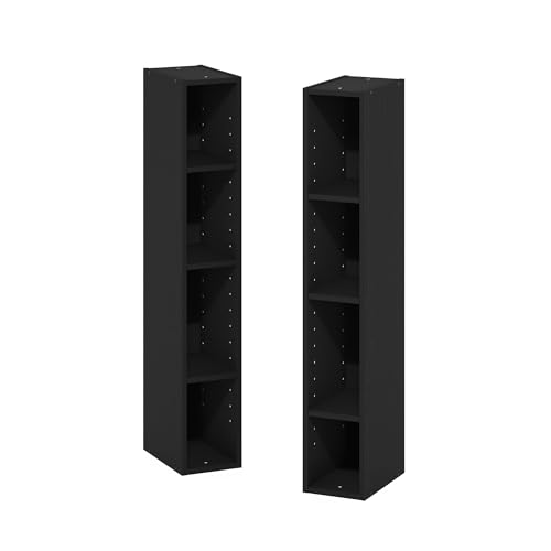 Image of Furinno Fulda Book Shelf, 8-Tier Bookshelf, Bookcase with Space Saving Storage Shelf, 9.2 x 5.9 x 70.9, for Living Room, Bedroom, Home Office, Blackwood