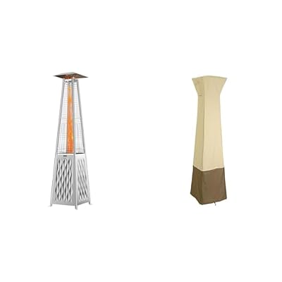 EAST OAK Pyramid Patio Heater, 48,000 BTU Outdoor Patio Heater All Stainless Steel & Classic Accessories Veranda Water-Resistant 21 Inch Pyramid Torch Patio Heater Cover