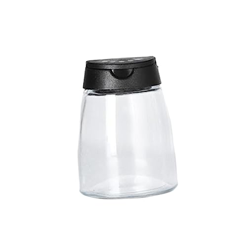 UTHCLO 4pcs Double Cover Glass Seasoning Bottles for Spice Storage with Screw Lids Food Grade Glass Pepper Shakers and Salt Jars for BBQ Kitchen Coarse Perforation Condiment Containers in