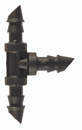 DripWorks 1/4-Inch Barb Tee, Black | Branch Connector Fitting for Polyethylene Micro Tubing | 50 pack