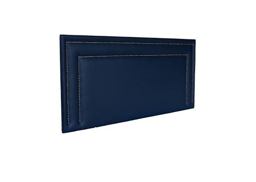 Cabeceira King Reta Luxo Dupla 193x60 Courino Azul - Tachas Fumê