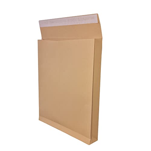 25x Premingo Faltentaschen B4 A4 braun, 250x353mm, 4cm Falte Stehboden, selbstklebend mit Abziehstreifen, 130 g/qm, Faltenversandtaschen Musterbeutel