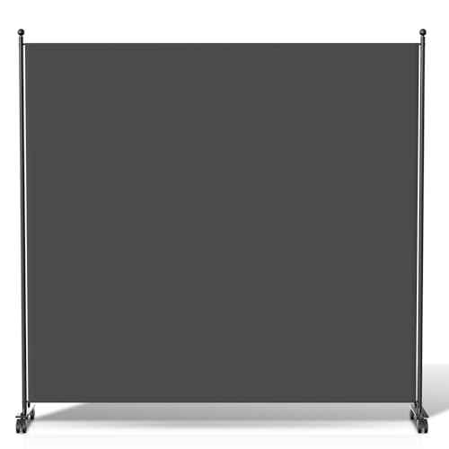 Jopassy Paravent 1 Panneau avec roulettes Séparateur de Pièce, Paravent Pliable et Mobile avec Freins, Écran de Confidentialité, 187 x 181 cm, Idéal pour Salon, Chambre ou Balcon, Couleur Anthracite