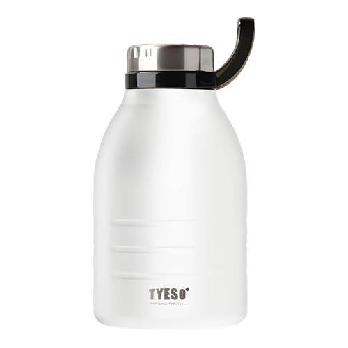 50 oz Insulated Metal Water Bottle with Handle & Straw for Easy Cleaning, Wide Mouth Stainless Steel Bottle, Leak Proof BPA Free Battle Bottle for Gym, Outdoor & Office Use (White)